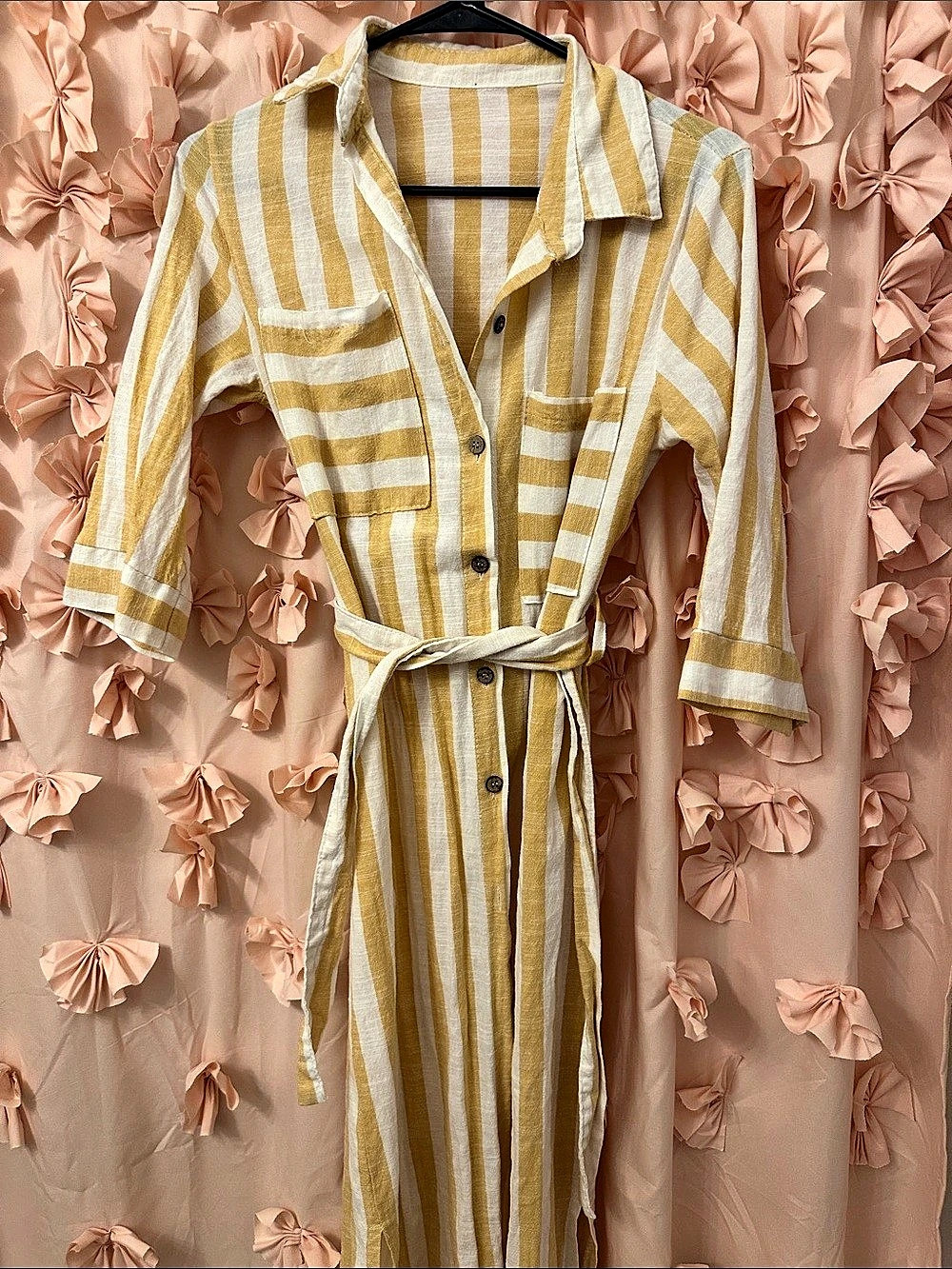 Striped Linen-Cotton Maxi Dress Small